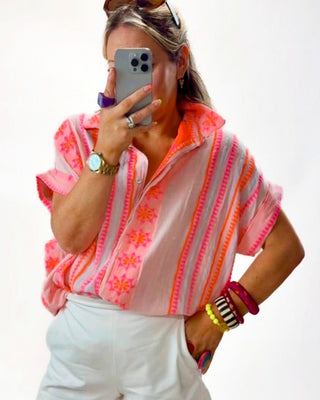 Flo Collar Stripe Shirt 'Neon'