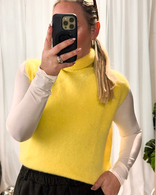 Mila Alpaca Polo Neck Vest 'Lemon'