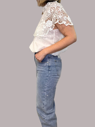 Pierrot Lace Collar Top ‘Cream’