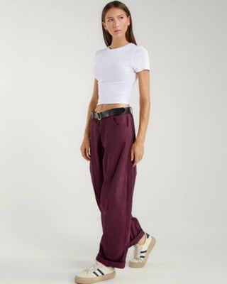 Nadia Barrel Leg Trousers 'Plum'