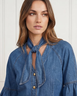 Nina Balloon Sleeves Shirt 'Classic Denim'