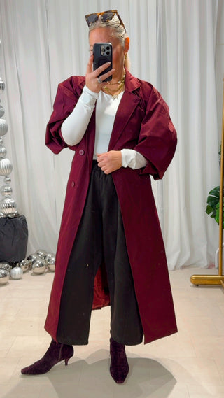 Valentina Balloon Sleeves Trench 'Burgundy