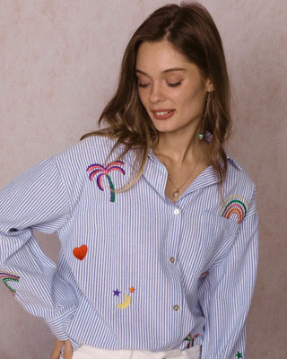 Lia Striped Embellished Shirt