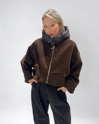 Sia Hooded Bomber Jacket 'Brown'