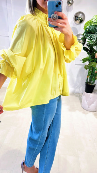 Celina Cotton Oversized Blouse ‘Lemon’