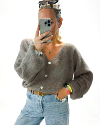 Belinda Kid Mohair Cropped Cardigan 'Cappuccino'(Code: JORDAN99 - 2 Colours for €99)