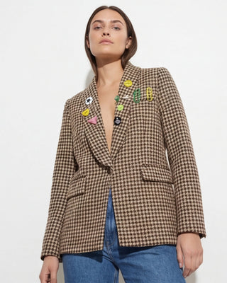 Marigold Houndstooth Blazer 'Brown'