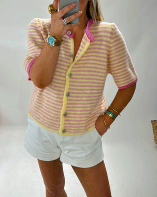 Luna Striped Knit Jumper 'Lemon & Pink'pre order