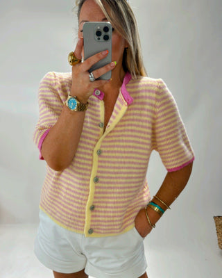 Luna Striped Knit Jumper 'Lemon & Pink'pre order
