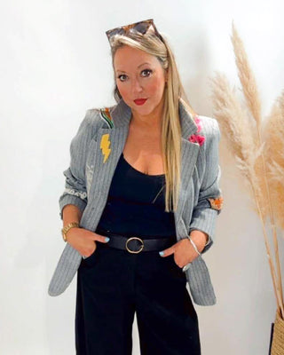 Olga Striped Blazer 'Light Grey‘