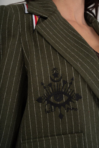 Olga Striped Blazer 'Dark Olive'
