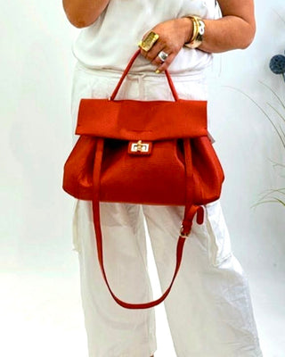 Oversized Vegan Leather Handbag ‘Red'