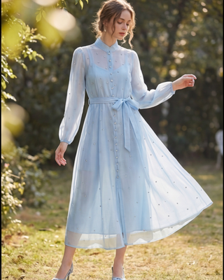 Olivia Embellished Dress 'Baby Blue'