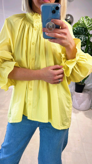 Celina Cotton Oversized Blouse ‘Lemon’