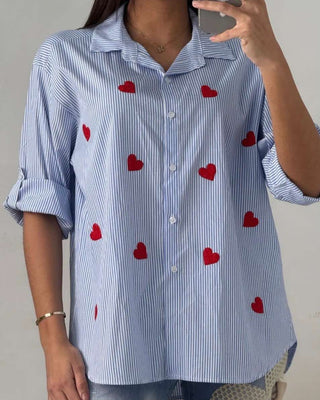 Nell Stripe Hearts Shirt 'Blue/White/Red'