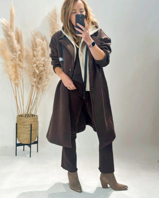 Paradise Hooded Jersey Coat 'Brown/Beige'