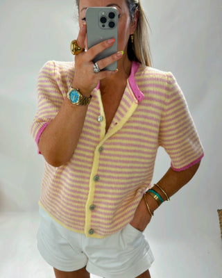 Luna Striped Knit Jumper 'Lemon & Pink'pre order