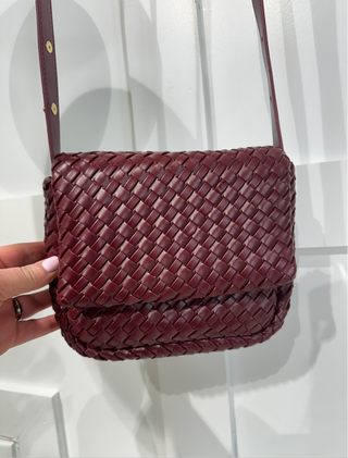 Leather Cross Stitch Bag ‘Burgundy’