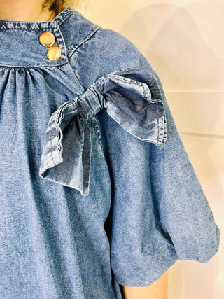Leah Bow Top ‘Denim’
