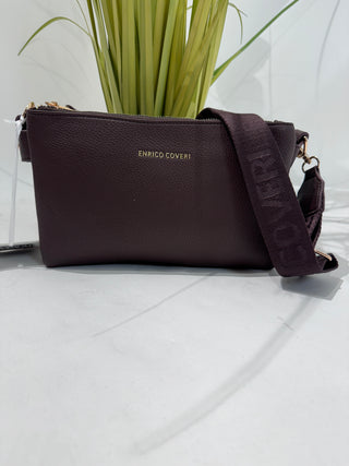 Chocolate vegan leather cross body ( trio purse )