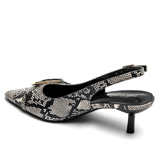 White Snake Print Kitten Heel