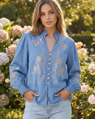 Belle Embroidered Shirt 'Denim'