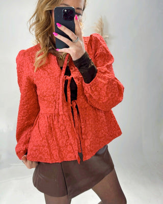 Olympia Bow Blouse 'Red'