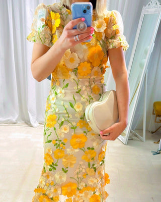 Jasmine Oblique Occasion Dress ‘Lemon’