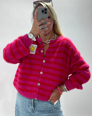 Eve Knit Cardigan 'Pink & Red'