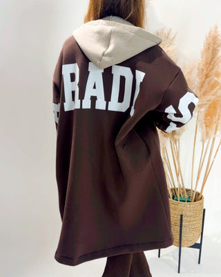 Paradise Hooded Jersey Coat 'Brown/Beige'