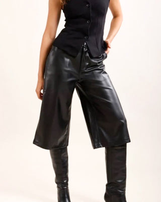 Barbara Pleather Culottes Trousers 'Black'