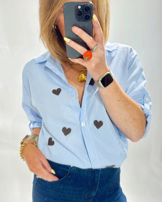 Nell striped hearts shirt 'Brown'