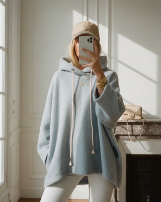 Chrissy Boiled Wool Hoodie 'Baby Blue'