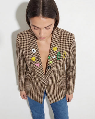 Marigold Houndstooth Blazer 'Brown'