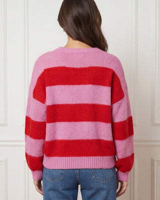 Marge Wool Striped Jumper 'Pink & Red' kid mohair
