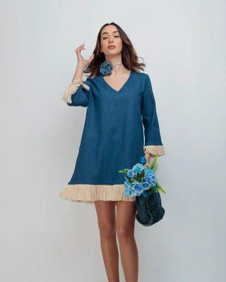 Jane Fringe Dress ‘Denim’