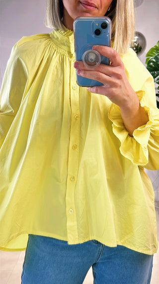 Celina Cotton Oversized Blouse ‘Lemon’