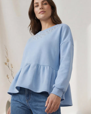 Kay Embellished Sweatshirt 'Baby Blue'