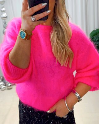Geri Kid Mohair Knit Jumper 'Hot Pink'