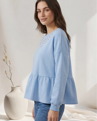 Kay Embellished Sweatshirt 'Baby Blue'