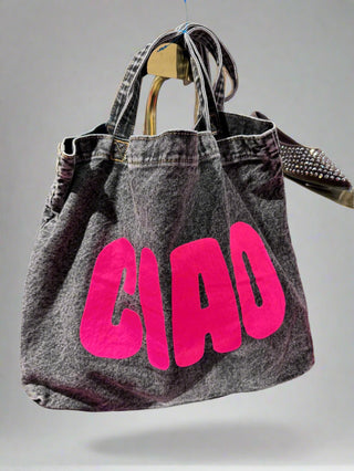 Ciao Denim Shopper Bag ‘Denim/Neon Pink’