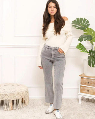 Nancy Cropped Flare Jeans 'Light Grey' pre