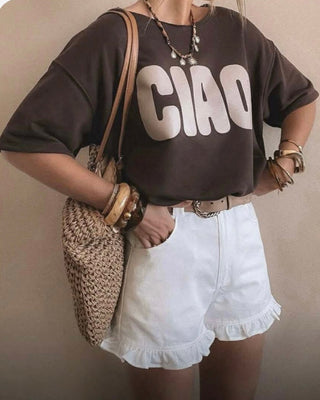 Ciao Short Sleeves Sweatshirt 'Choco Brown'