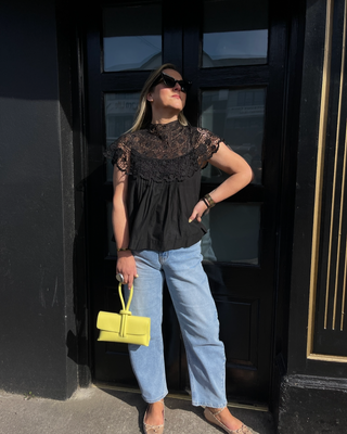 Pierrot Lace Collar Top ‘Black’
