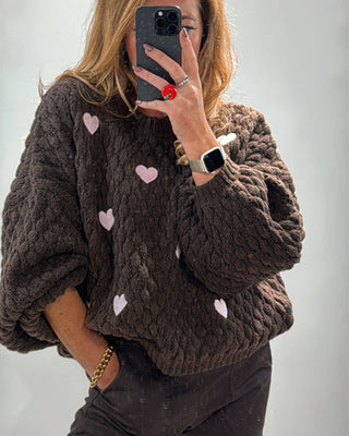 Lola Chunky Heart Knit 'Brown'