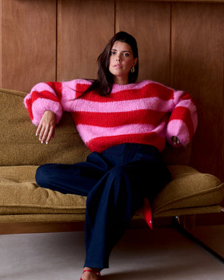 Millie Wool Striped Jumper 'Pink & Red' LIVE 31/9