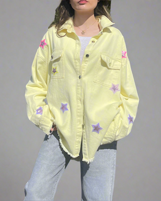 Tia Star Denim Shacket ‘Yellow’