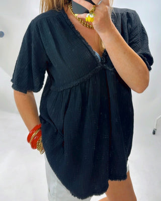Bonie V-Neck Blouse 'Black'