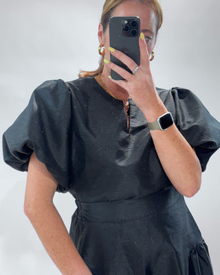 Vivienne Silk Taffeta Top Black'