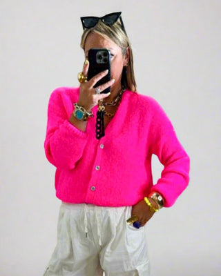 Knit Jordan Cardigan ‘Neon Pink’